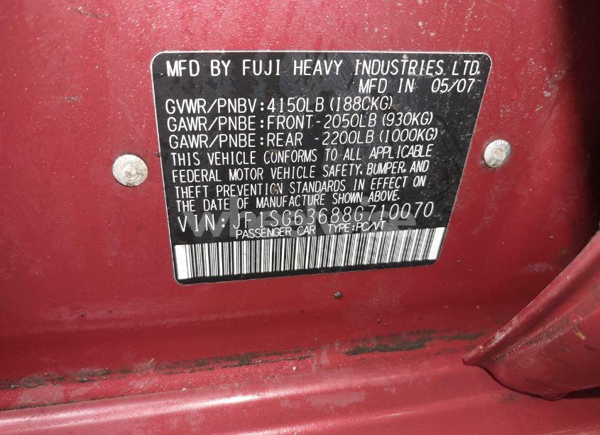 Photo 9 of 2008 Subaru Forester 2.5X (VIN JF1SG63688G710070)