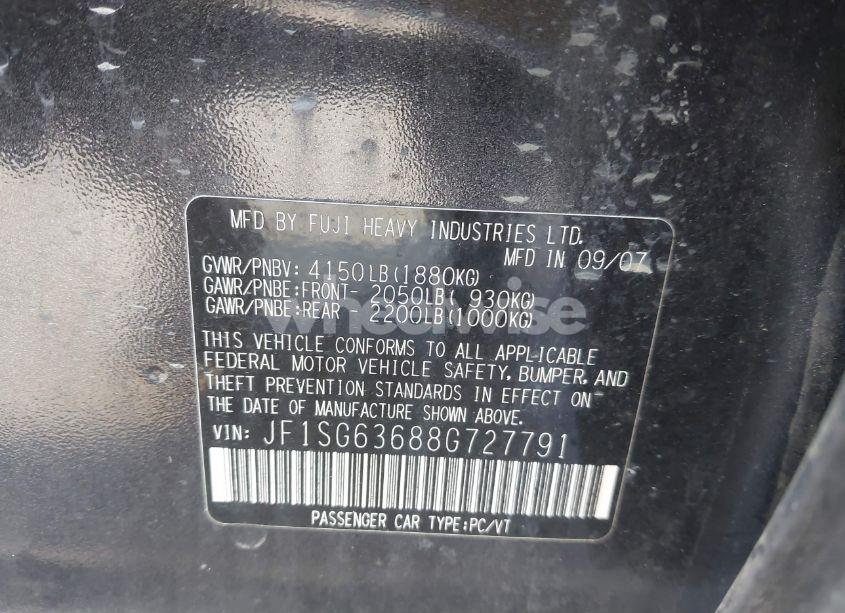 Photo 9 of 2008 Subaru Forester 2.5X (VIN JF1SG63688G727791)