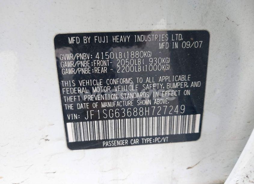 Photo 9 of 2008 Subaru Forester 2.5X (VIN JF1SG63688H727249)