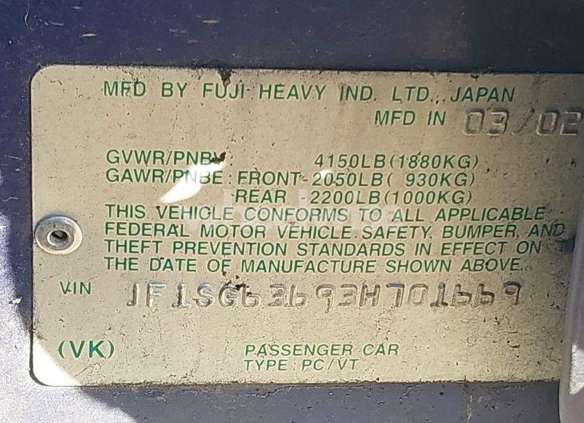 Photo 9 of 2003 Subaru Forester X (VIN JF1SG63693H701669)