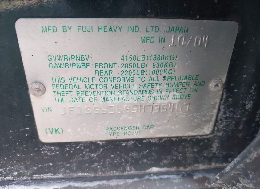Photo 9 of 2005 Subaru Forester 2.5X (VIN JF1SG63695H735467)