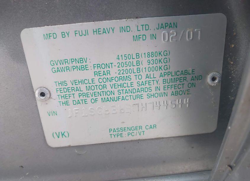 Photo 9 of 2007 Subaru Forester 2.5X (VIN JF1SG63697H744544)