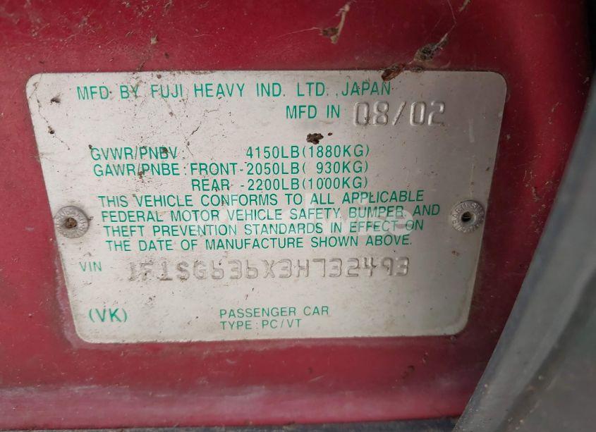 Photo 9 of 2003 Subaru Forester X (VIN JF1SG636X3H732493)