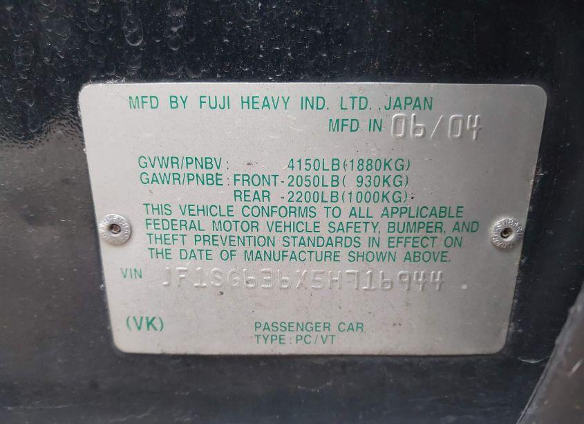 Photo 9 of 2005 Subaru Forester 2.5X (VIN JF1SG636X5H716944)