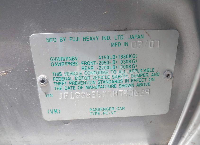 Photo 9 of 2007 Subaru Forester 2.5X (VIN JF1SG636X7H747629)