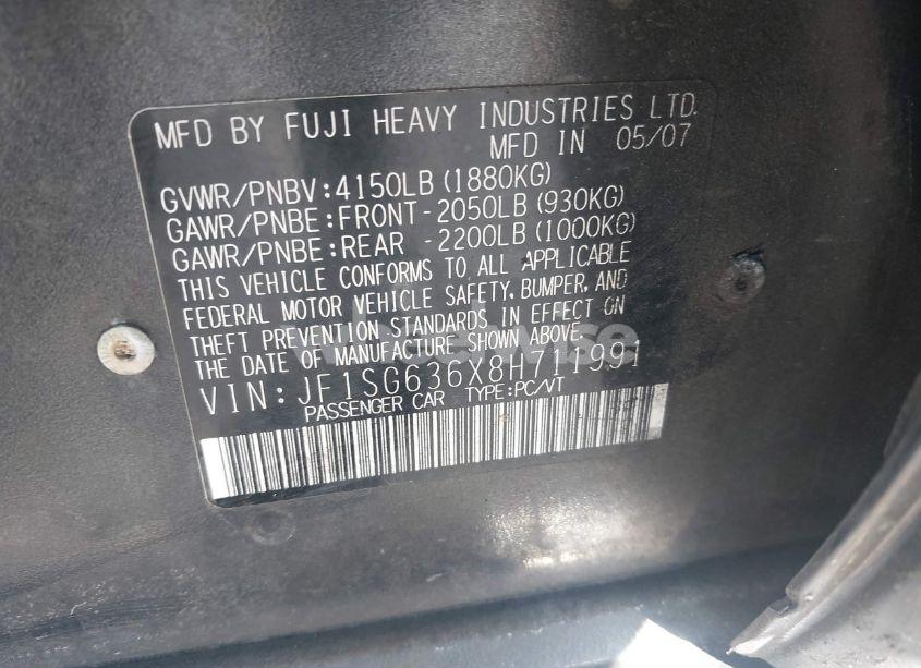 Photo 9 of 2008 Subaru Forester 2.5X (VIN JF1SG636X8H711991)