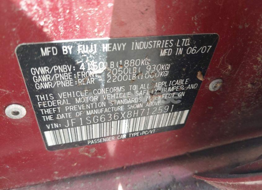 Photo 9 of 2008 Subaru Forester 2.5X (VIN JF1SG636X8H712591)