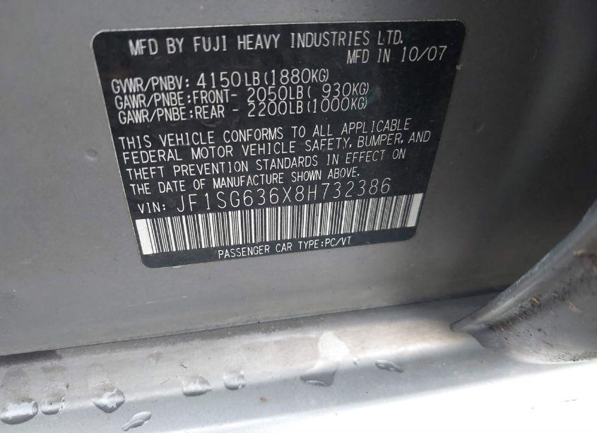 Photo 9 of 2008 Subaru Forester 2.5X (VIN JF1SG636X8H732386)