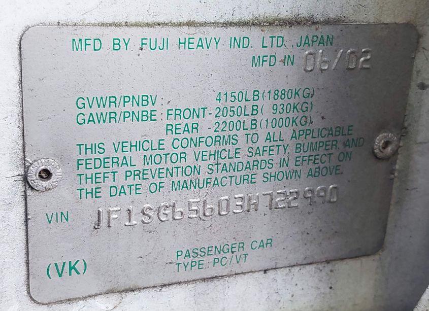 Photo 9 of 2003 Subaru Forester XS (VIN JF1SG65603H722990)