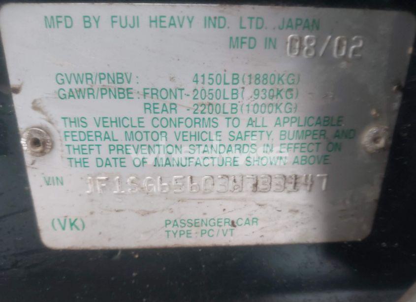 Photo 9 of 2003 Subaru Forester XS (VIN JF1SG65603H733147)
