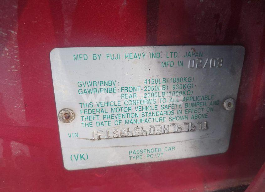 Photo 9 of 2003 Subaru Forester XS (VIN JF1SG65603H767671)