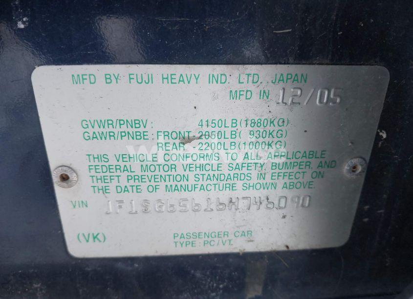 Photo 9 of 2006 Subaru Forester 2.5X (VIN JF1SG65616H746090)