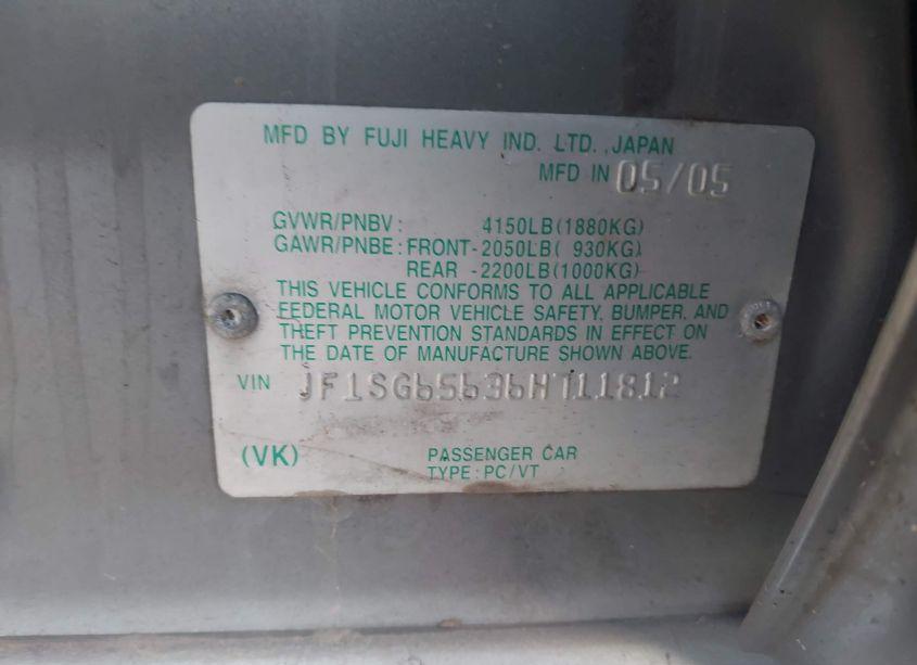 Photo 9 of 2006 Subaru Forester 2.5X (VIN JF1SG65636H711812)