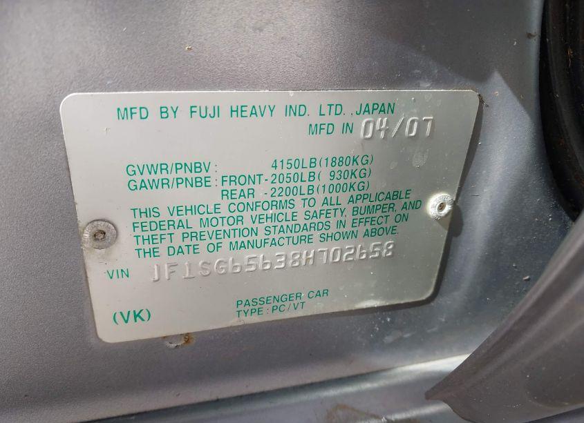 Photo 9 of 2008 Subaru Forester 2.5X (VIN JF1SG65638H702658)