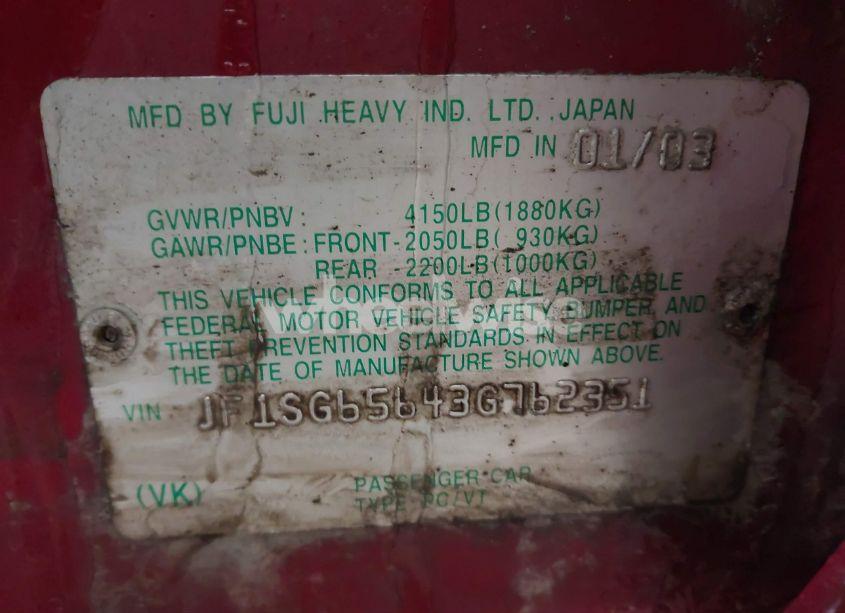 Photo 9 of 2003 Subaru Forester XS (VIN JF1SG65643G762351)