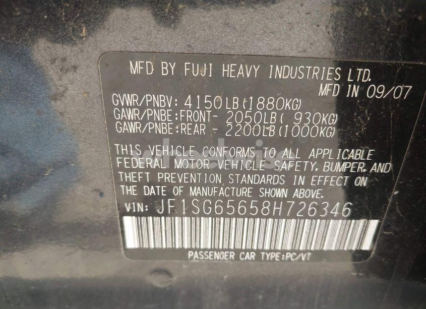 Photo 9 of 2008 Subaru Forester 2.5X (VIN JF1SG65658H726346)