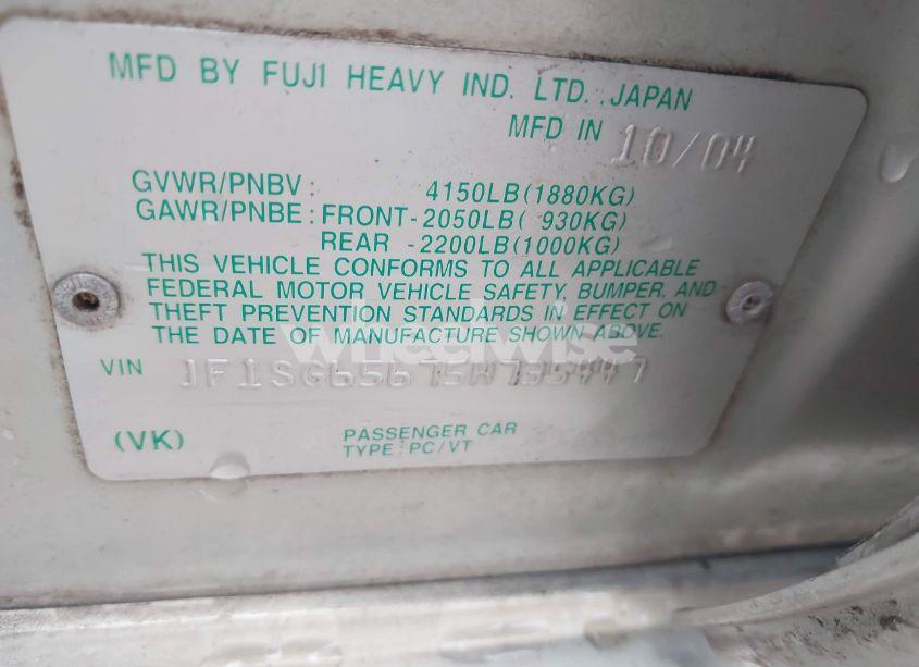 Photo 9 of 2005 Subaru Forester 2.5XS (VIN JF1SG65675H735447)