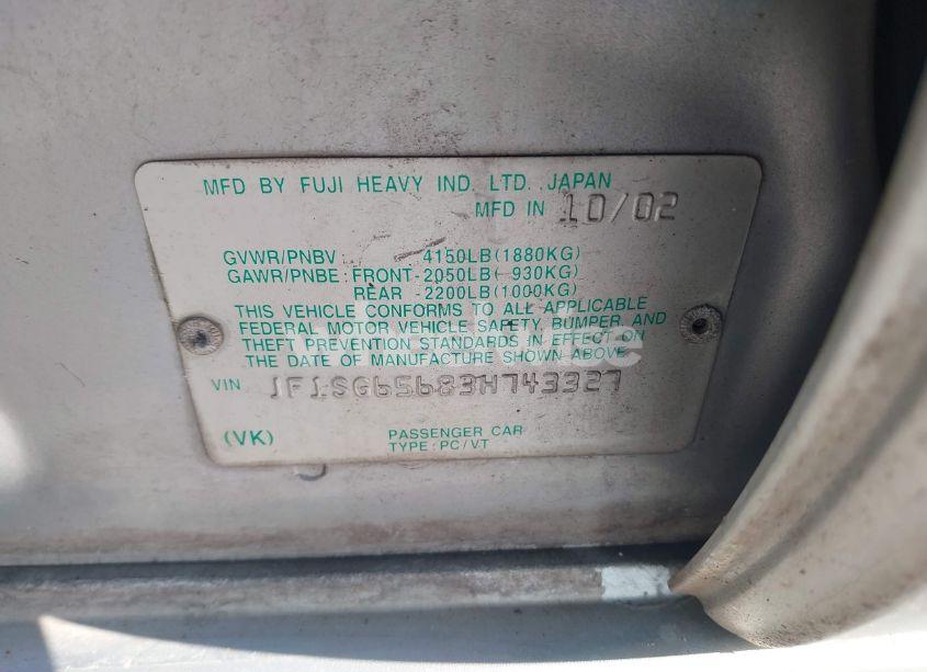 Photo 9 of 2003 Subaru Forester XS (VIN JF1SG65683H743327)