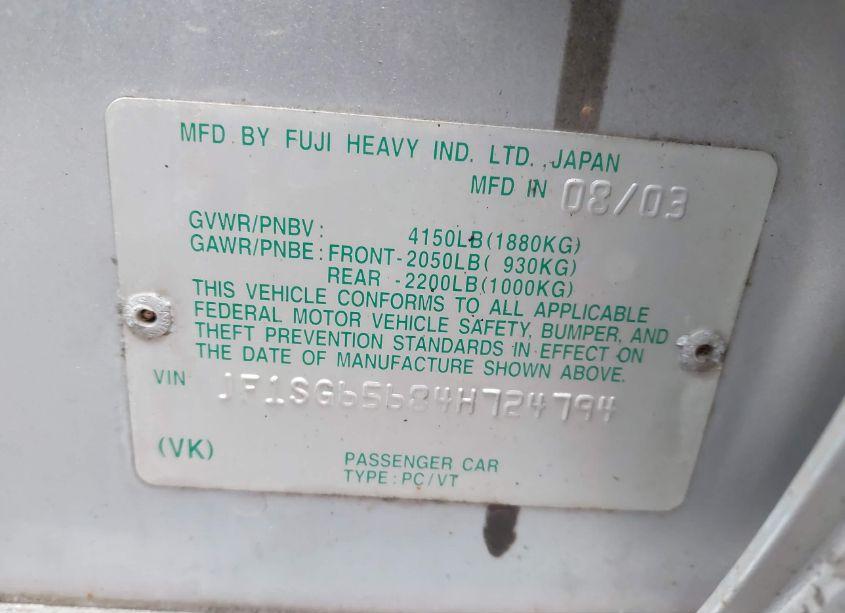 Photo 9 of 2004 Subaru Forester 2.5XS (VIN JF1SG65684H724794)