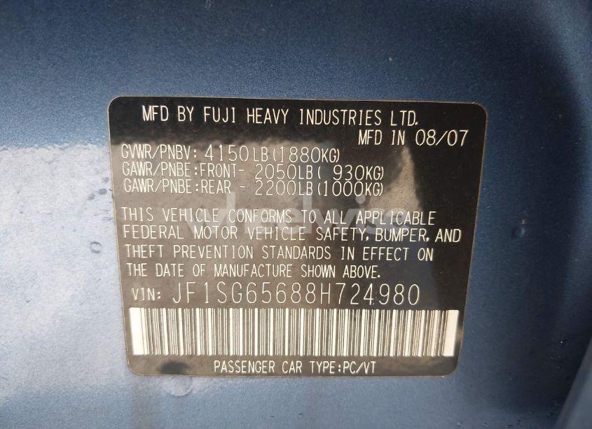 Photo 9 of 2008 Subaru Forester 2.5X (VIN JF1SG65688H724980)