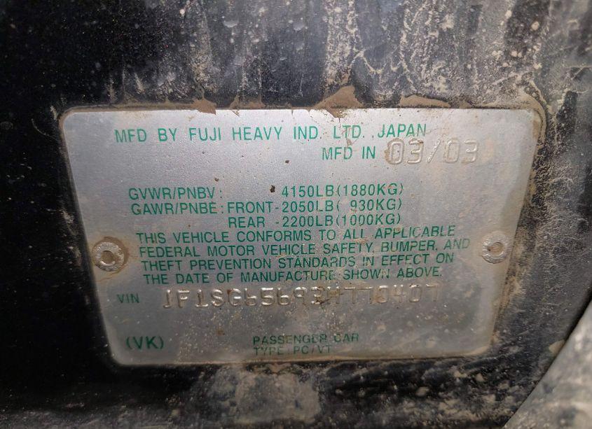 Photo 9 of 2003 Subaru Forester XS (VIN JF1SG65693H770407)