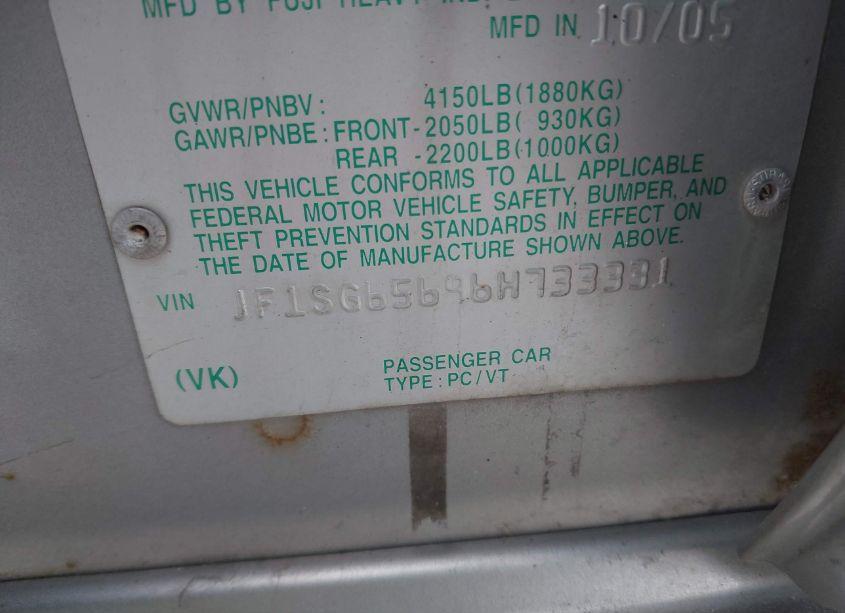 Photo 9 of 2006 Subaru Forester 2.5X (VIN JF1SG65696H733331)