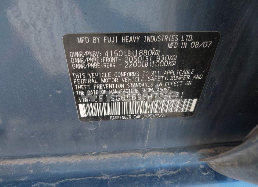 Photo 9 of 2008 Subaru Forester 2.5X (VIN JF1SG65698H725071)