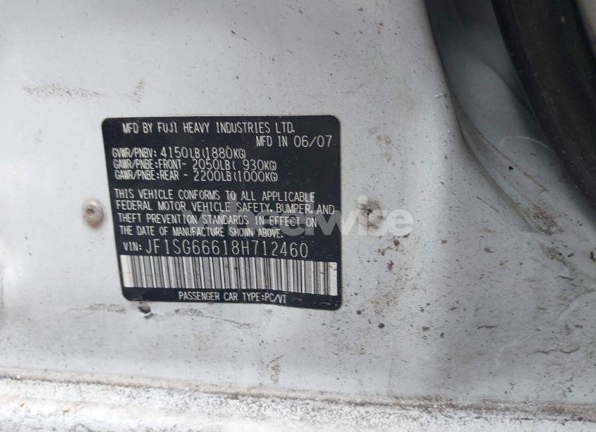 Photo 9 of 2008 Subaru Forester SPORTS 2.5X/SPORTS 2.5XT (VIN JF1SG66618H712460)