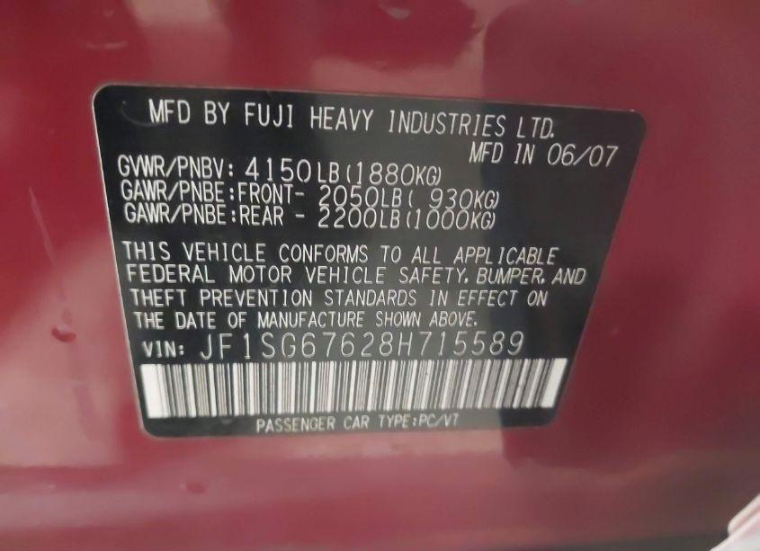 Photo 9 of 2008 Subaru Forester 2.5X L.L. BEAN EDITION (VIN JF1SG67628H715589)