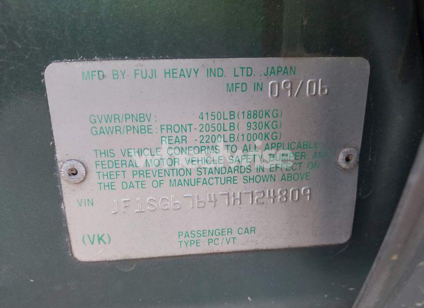 Photo 9 of 2007 Subaru Forester 2.5X L.L. BEAN EDITION (VIN JF1SG67647H724809)