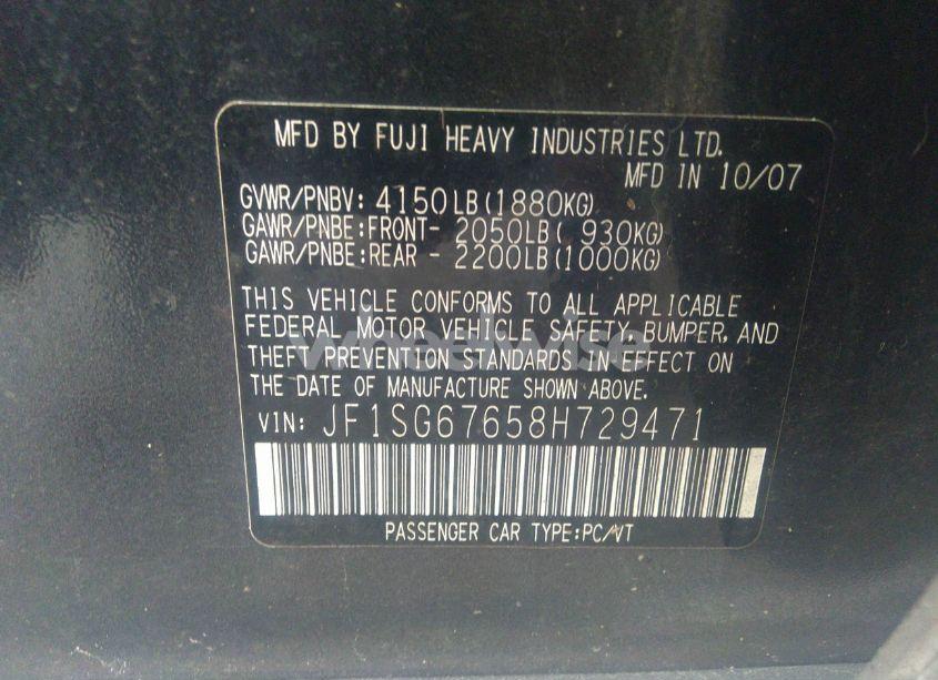 Photo 9 of 2008 Subaru Forester 2.5X L.L. BEAN EDITION (VIN JF1SG67658H729471)