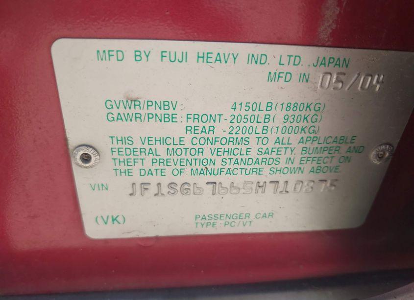 Photo 9 of 2005 Subaru Forester 2.5XS L.L. BEAN (VIN JF1SG67665H710875)