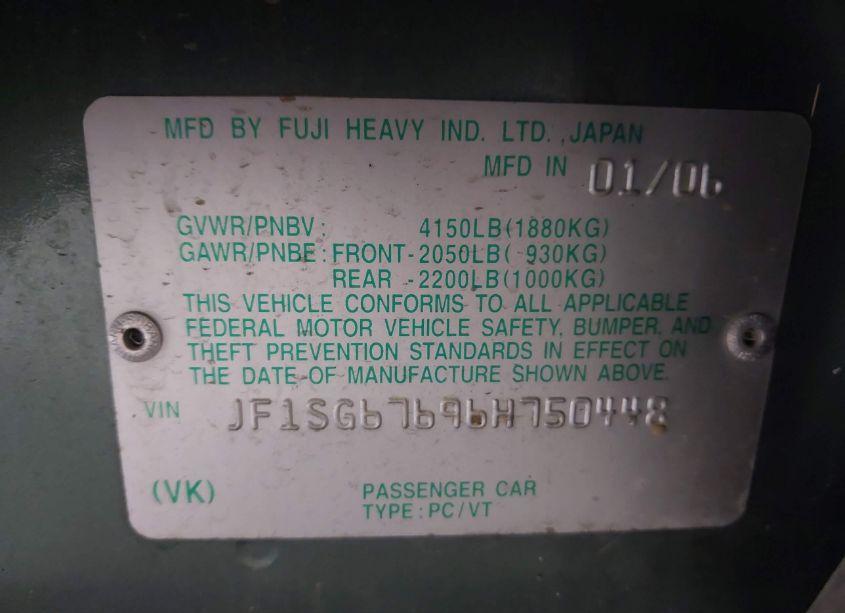 Photo 9 of 2006 Subaru Forester 2.5X L.L. BEAN EDITION (VIN JF1SG67696H750448)