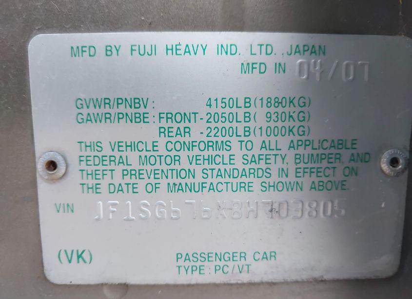 Photo 9 of 2008 Subaru Forester 2.5X L.L. BEAN EDITION (VIN JF1SG676X8H703805)