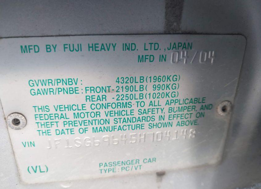 Photo 9 of 2005 Subaru Forester 2.5XT (VIN JF1SG69645H704148)