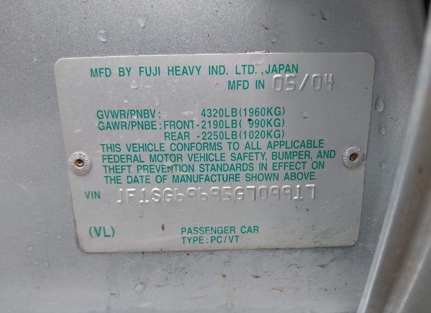 Photo 9 of 2005 Subaru Forester 2.5XT (VIN JF1SG69695G709917)