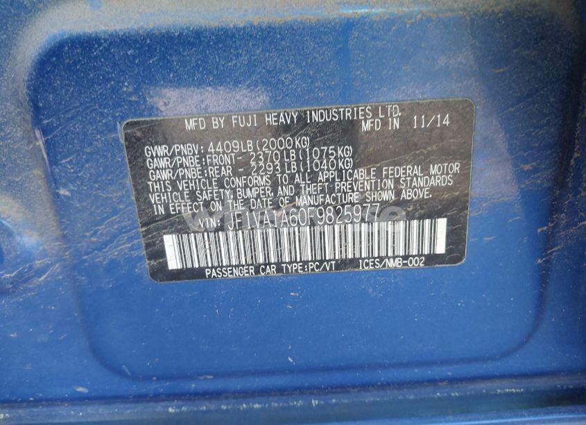 Photo 9 of 2015 Subaru Wrx N/A (VIN JF1VA1A60F9825977)