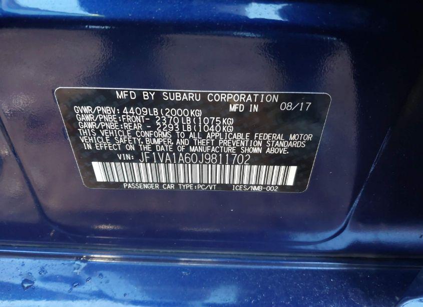 Photo 8 of 2018 Subaru Wrx (VIN JF1VA1A60J9811702)