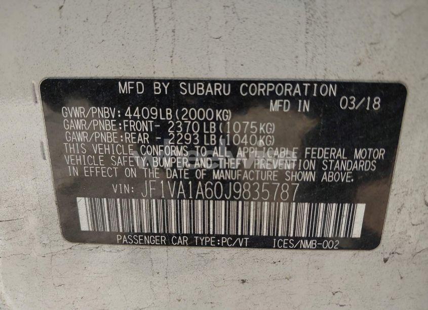 Photo 9 of 2018 Subaru Wrx (VIN JF1VA1A60J9835787)