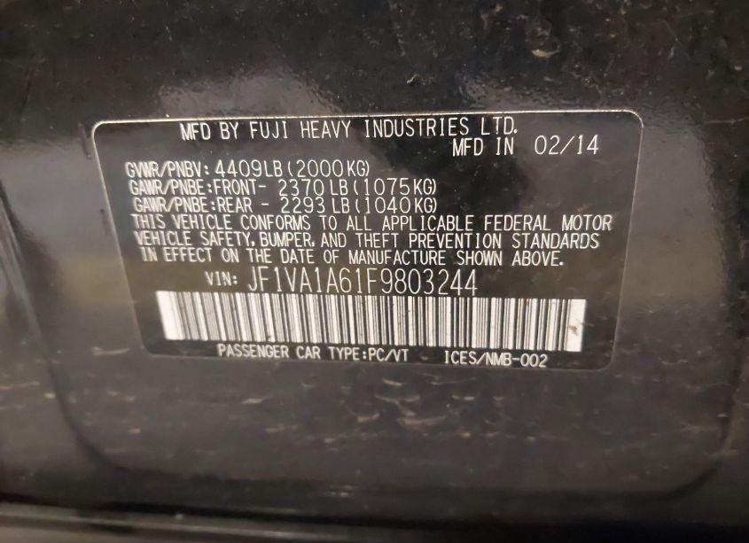 Photo 9 of 2015 Subaru Wrx (VIN JF1VA1A61F9803244)