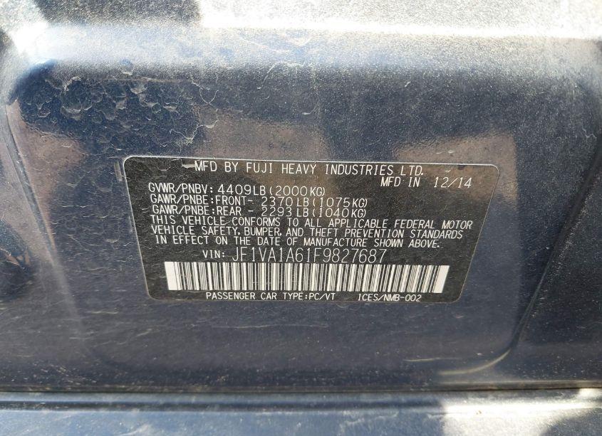 Photo 9 of 2015 Subaru Wrx (VIN JF1VA1A61F9827687)