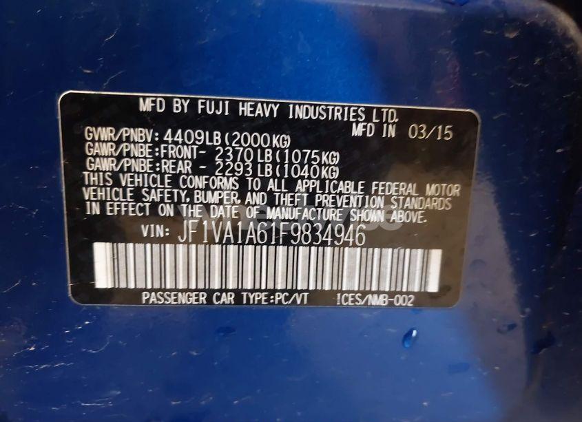 Photo 9 of 2015 Subaru Wrx (VIN JF1VA1A61F9834946)