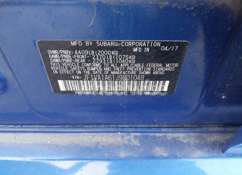 Photo 9 of 2018 Subaru Wrx (VIN JF1VA1A61J9801048)