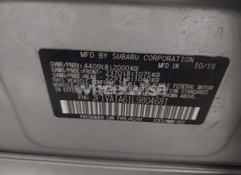 Photo 9 of 2020 Subaru Wrx (VIN JF1VA1A61L9804681)