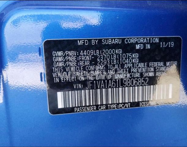Photo 9 of 2020 SUBARU WRX (VIN JF1VA1A61L9806852)