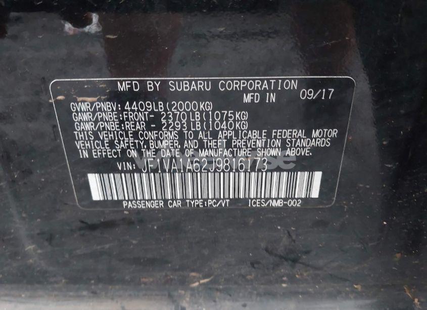 Photo 9 of 2018 Subaru Wrx (VIN JF1VA1A62J9816173)