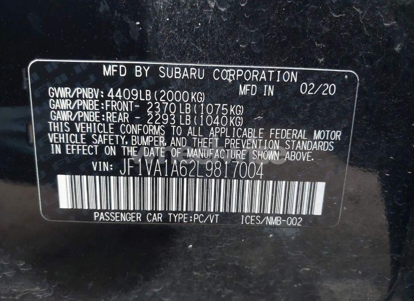 Photo 9 of 2020 Subaru Wrx (VIN JF1VA1A62L9817004)