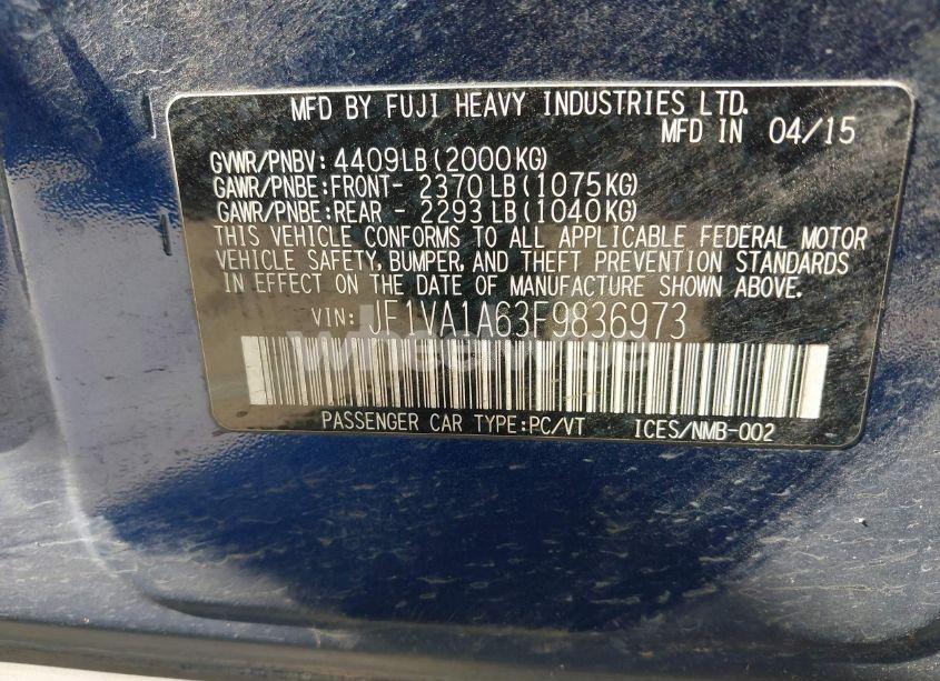 Photo 9 of 2015 Subaru Wrx (VIN JF1VA1A63F9836973)