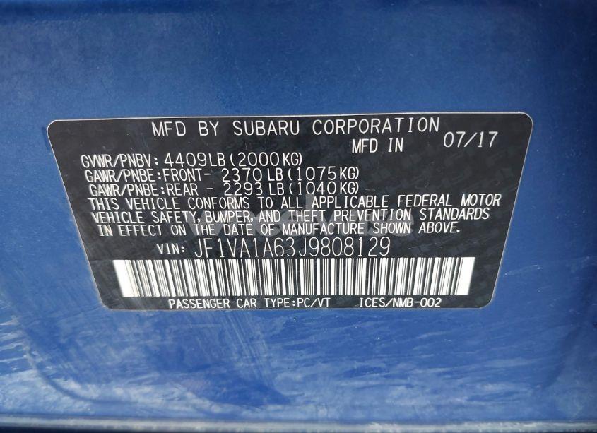 Photo 9 of 2018 Subaru Wrx (VIN JF1VA1A63J9808129)