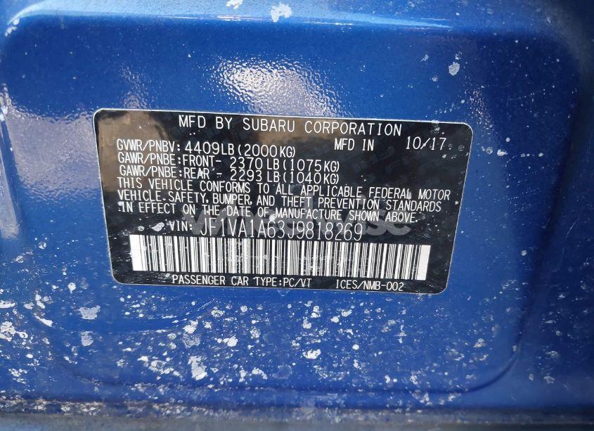 Photo 9 of 2018 Subaru Wrx (VIN JF1VA1A63J9818269)